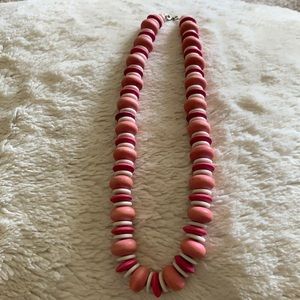 Pink & white wooden beads for beach or retro vibe